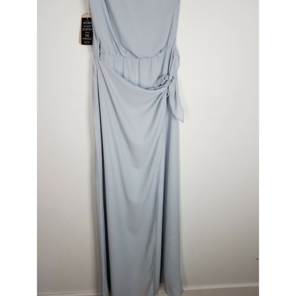 WAYF Women's Sz. S One Shoulder Wrap Front Long Evening Dress Ocean Mist NEW - Picture 4 of 8